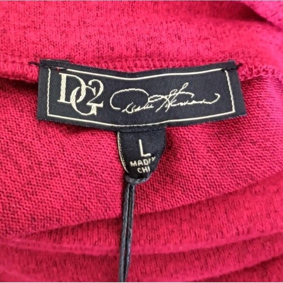 DG2 by Diane Gilman Sweater Knit Tunic Satin Size Large Turtle Neck Red New - Picture 3 of 8